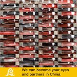 Wave Stone with Red and Brown Painting Crystal Glass Mosaic