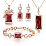Ruby Crystal Rhineston Alloy African Imitation Jewelry Necklace Set