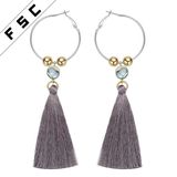 Vintage Round Earrings Women Jewelry Drop Tassel Bohemian Feather Earrings