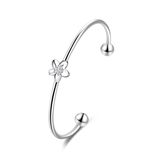 925 Silver Flower Bangle Women Silver Bracelet Fashion Silver Jewelry
