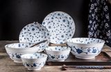 White Background Blue Flowers Dinner Set