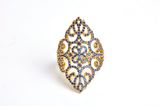 Fashion 925 Sterling Silver Cut out Pattern Ring with CZ