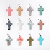 Natural Gemstone Agate Chain Necklace Cross Pendants Suspension