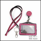 Bling Crystal Rhinestone Neck Lanyard with Horizontal Card Holder