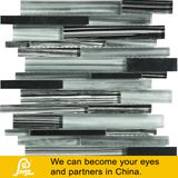 Horizontal Crystal Glass Mosaic with White and Black Painting