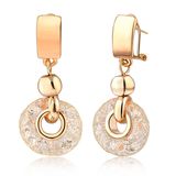 Gold Clip Women Fashion Alloy Crystal Mesh Drop Earring