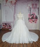 Ivory Ball Gown Wedding Dress Long Sleeve Dresses for Women