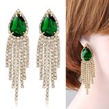 New Design Green Cubic Zirconia Drop Brazilian Gold Earrings