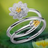 Flower Rings Open Design Woman Jewelry Fashion Simple Lotus Ring