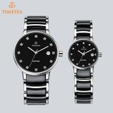 Mens Women's Classic Analog Quartz Round Ceramic Wrist Watch 72661
