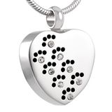 Good Quality Stainless Steel Heart Cremation Pendant with Crystals Inlay
