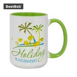 Bestsub 15oz Inner and Rim Color Sublimation Ceramic Photo Mug (B21T-09)