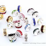 Silver Plated Round Rondelle Crystal Rhinestone Spacer Beads for Jewellery DIY Making