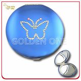 Folding Aluminium Cosmetie Mirror with Butterfly Crystal Stone