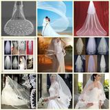 Bridal Wedding Veil Short Cathedral Long Veils Mantilla White Ivory Veil Hand Made Beading Lace Edge Hair Pieces Custom Bridal Velis
