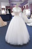 Champagne Lace Floor Length Bridal Wedding Gown (Q90375)