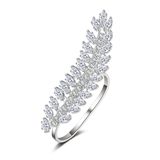 Two Finger Leaf Shape Design Oringinal CZ Fashion Ring