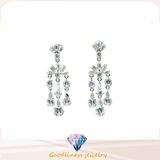 Special Design and 925 Sterling Silver Needle Crystal AAA Zircon Sona Stud or Clip Earrigns Sapphiret CZ Retro Long Tassel Earrings E6402