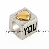Steel Charm Beads Double Color Gold Plated Bead