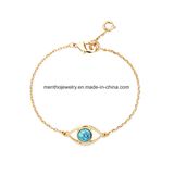 Retro Simple Elegant Tiger's Eye Cuff Bracelet Eyes Shape Pendant Jewelry