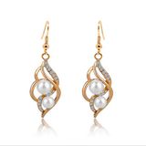 Simulated Pearl Wedding Jewelry Sets for Women Bridal Crystal Gold Color Earrings Statement Necklaces