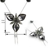 Crystal Flower Necklace Long Chain Sweater Necklace