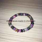 Semi Precious Stone Tourmaline Roundel Beaded Crystal Bracelet