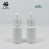 20ml White Color Cosmetic Glass Dropper Bottle with Silver Dropper Lid