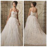 Strapless Bridal Ball Gowns Lace Tiered Tulle Wedding Dress Tb127