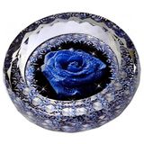 Vintage Round Cigar Ashtray with Rose Flower Crystal Glass Ashtray