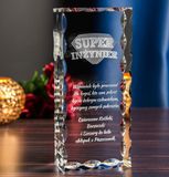 Wave Side Crystal Glass Block with 3D Engraving