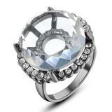 Fashion Jewelry Gun Black Transport Big Crystal Ring with Small Crystal Inside