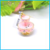 Kids Jewelry Pink Cake Stand Metal Charm #19535