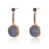 New Arrival Crystal Blue Stone Body Jewelry Ball Drop Earring