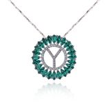 Wholesale Brass Jewelry Initial with Glass Letter Pendant Necklace