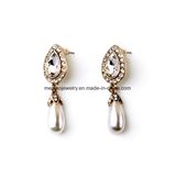Cheap Inlaid Rhinestone Alloy Earrings Water-Drop Pearl for Girls