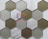 100*100mm Hexagon Glass Mix Aluminium Mosaic (CFA89)