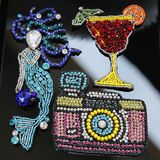 Rhinestone Mermaid Embroidery 3D Patch Sequin Beads Crystal Clothing Accessories