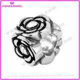 Fashion European Silver Bead Oxidation Finish Flower Bead