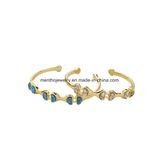 Inlaid Natural Stone Women's Bracelet Semi-Circular Crystal Jewelry