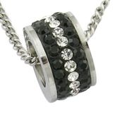 Black Stone Bead CZ Bead Stainless Steel Pendant