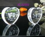 Crystal Heart Shape Paperweight with Cartoon 3D Inner Laser