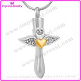 Memorial Jewelry Ashes Cross Pendant with Crystals Wing Ijd9712