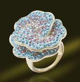 Fashionable Crystal Rose Flower Ring
