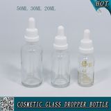 50ml 30ml 20ml Cosmetic Clear Glass Dropper Bottle with Plastic Child Proof Cap