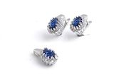 Fashion 925 Sterling Silver Jewelry Set with Oval Cut CZ