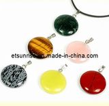 Fashion Natural Crystal Amethyst Tiger Eye Coin Pendant