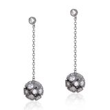 New Arrival Long Dangle Black Color Crystal Ball Drop Earring