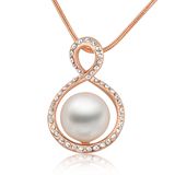 Elegant Jewelry Gold Plated Crystal Pearl Pendant Necklace