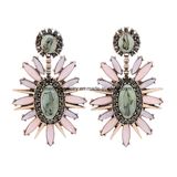 New Fashion Retro Pattern Gem Crystal Rivet Female Earrings Jewelry